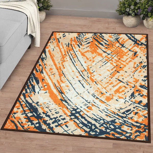 Ethnic Grunge Pattern White & Yellow Rustico Rug/Carpet