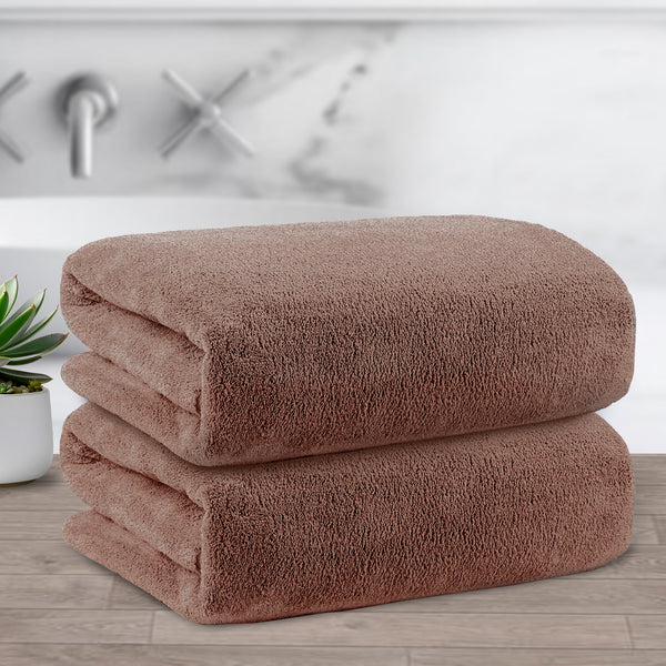 Story@Home Light Brown 2 Units Microfiber Bath Towels For Men, Women & Kids