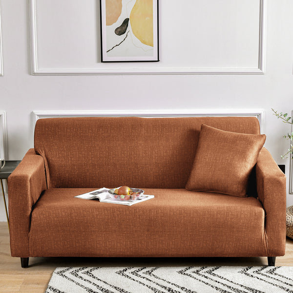 Sofa Cover for 1 | 2 | 3 Seater – Elastic Stretchable in Orange Criss Cross Pattern by Story@Home