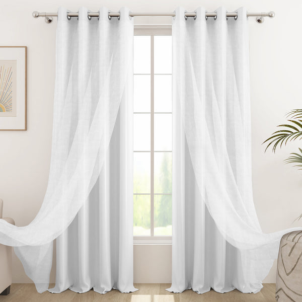 2 Pcs Blackout Serene Duo White Solid Window/Door/Semi Long Door/Long Door Curtains