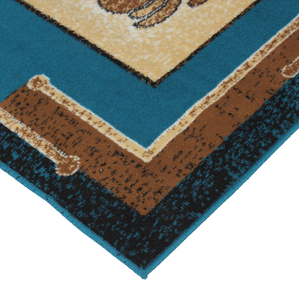 Blue Abstract Rustico Rug/Carpet with Anti Skid Backing - Image 2