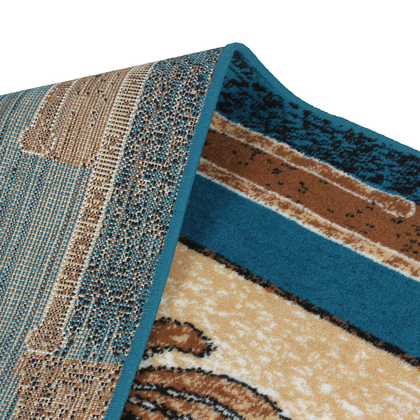 Blue Abstract Rustico Rug/Carpet with Anti Skid Backing - Image 3